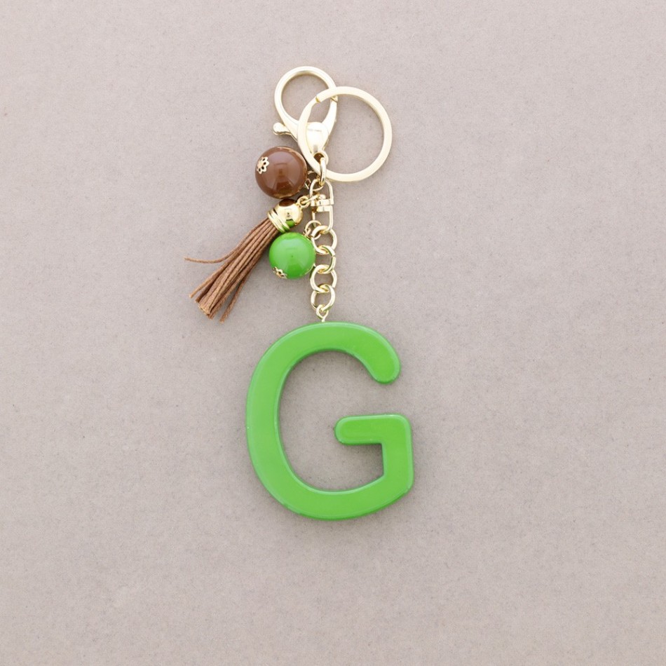 KEYCHAIN PENDANT INITIAL LETTER G RESIN