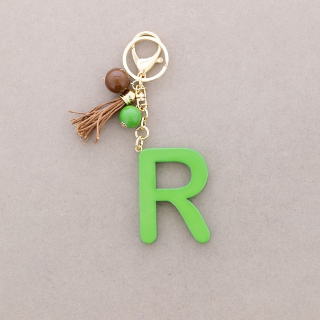 KEYCHAIN PENDANT INITIAL LETTER R RESIN