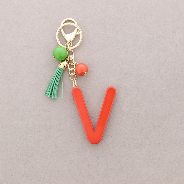INITIAL LETTER V RESIN PENDANT KEYCHAIN