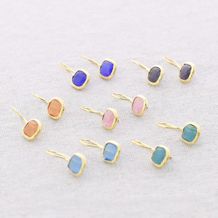 PENDIENTES BRONCE CUADRADO PIEDRA 2