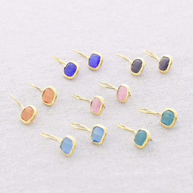 PENDIENTES BRONCE CUADRADO PIEDRA