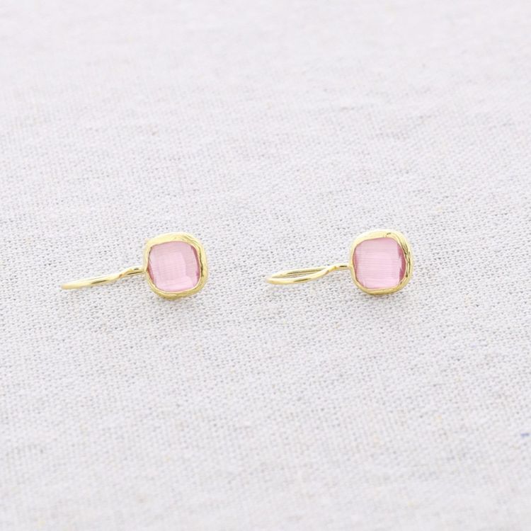 BRONZE SQUARE STONE EARRINGS