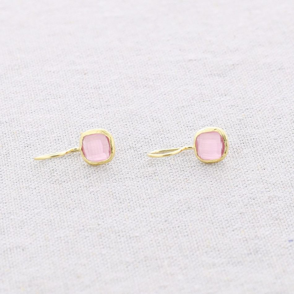 PENDIENTES BRONCE CUADRADO PIEDRA