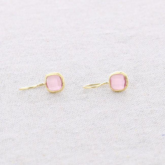 PENDIENTES BRONCE CUADRADO PIEDRA