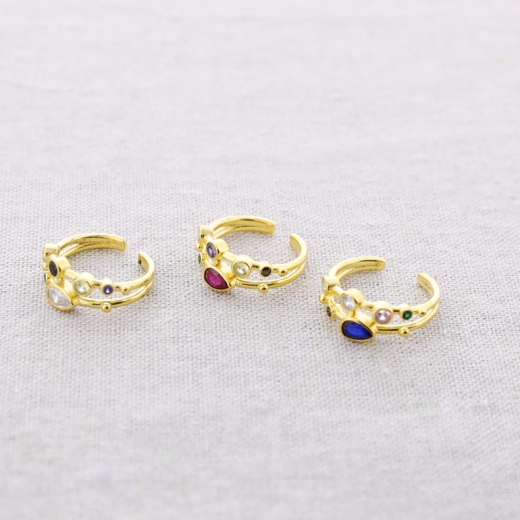 ANILLO BRONCE DOBLE 6 CIRCONITAS 2