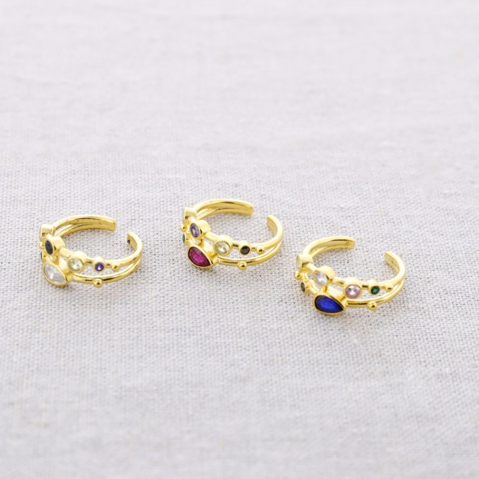 ANILLO BRONCE DOBLE 6 CIRCONITAS