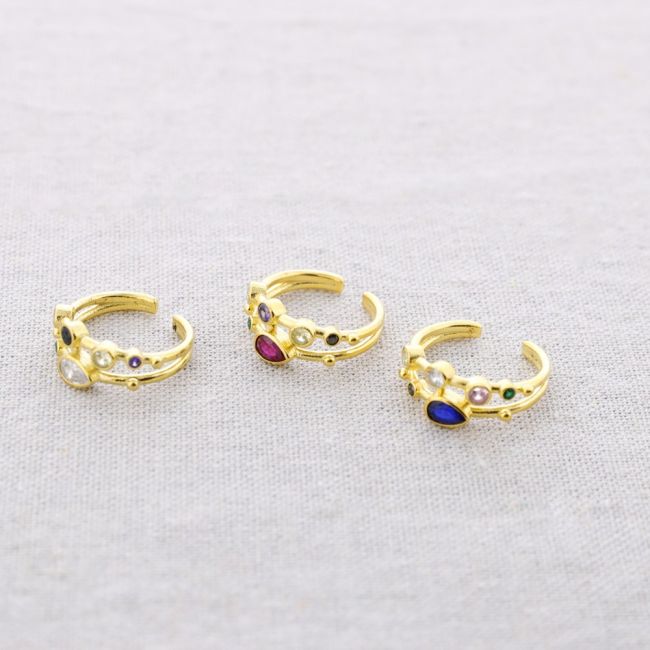 ANILLO BRONCE DOBLE 6 CIRCONITAS