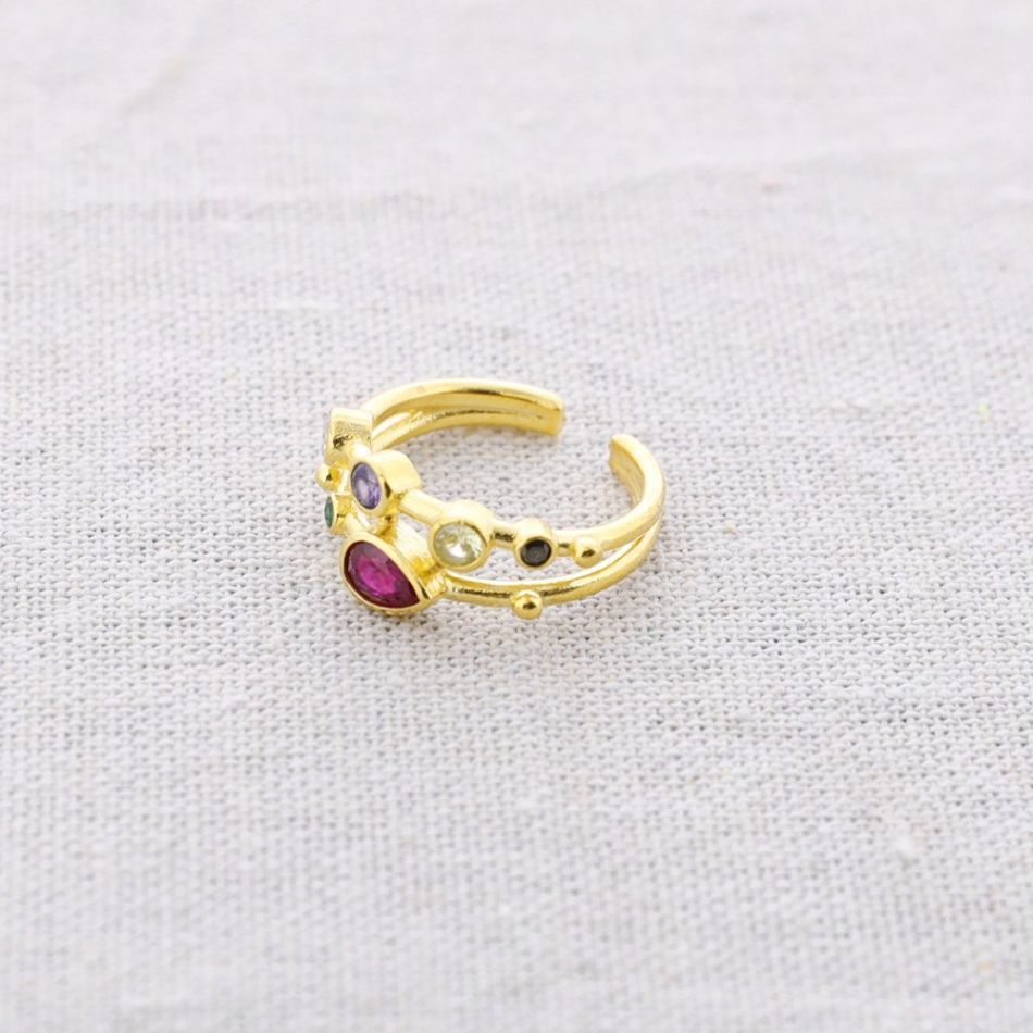 ANILLO BRONCE DOBLE 6 CIRCONITAS