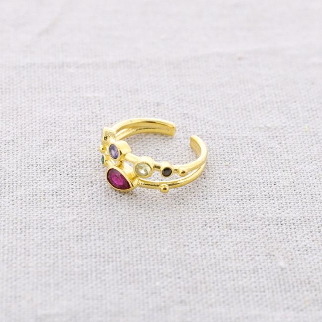ANILLO BRONCE DOBLE 6 CIRCONITAS
