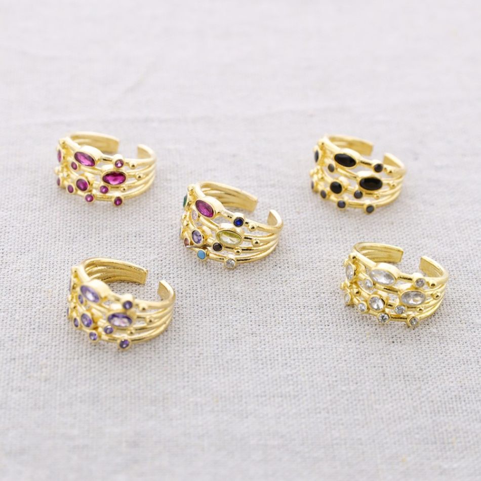 ANILLO BRONCE 4 TIRAS 11 CIRCONITAS