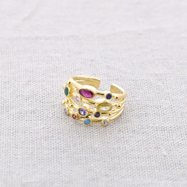 ANILLO BRONCE 4 TIRAS 11 CIRCONITAS