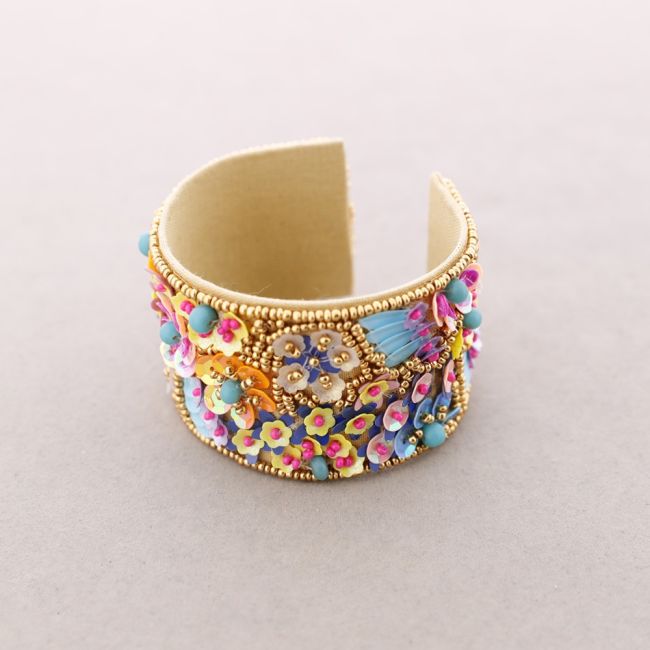 PULSERA AJUSTABLE FLORES LENTEJUELAS