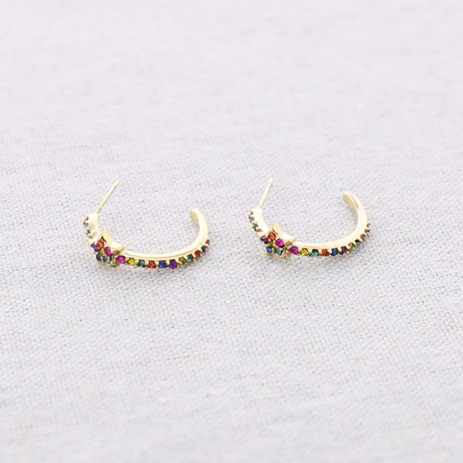 PENDIENTES ACERO ARO ESTRELLA CRISTALES