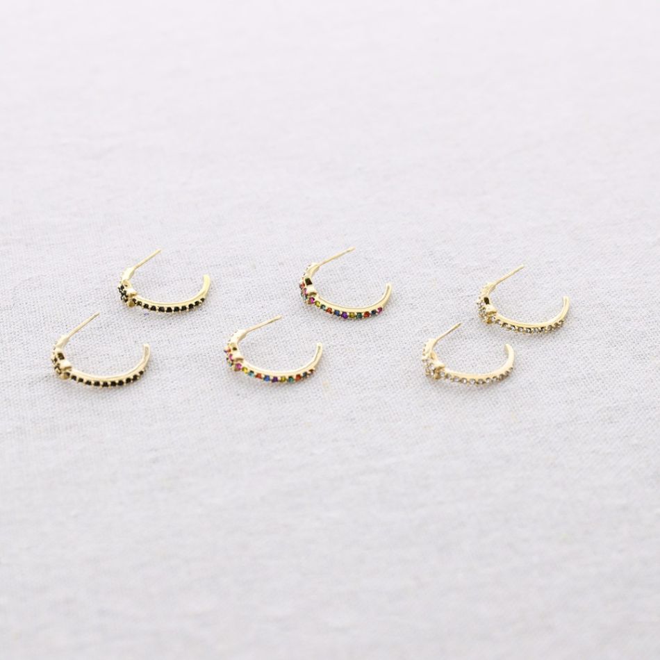 STEEL EARRINGS STAR CRYSTAL HOOP