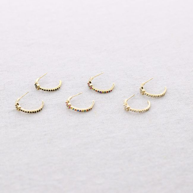 STEEL EARRINGS STAR CRYSTAL HOOP