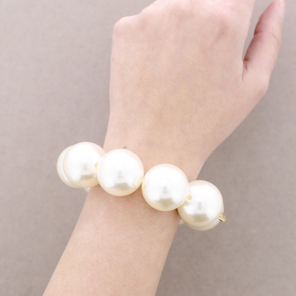 25MM ELASTIC BALL BRACELET WITH PEARL FINISH