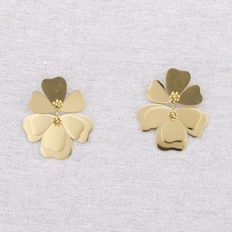 DOUBLE FLOWER STEEL EARRINGS