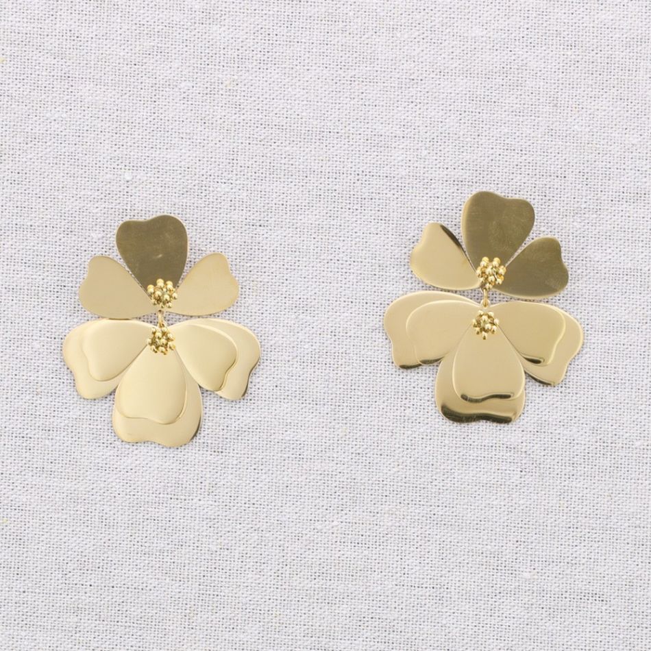 PENDIENTES ACERO DOBLE FLOR