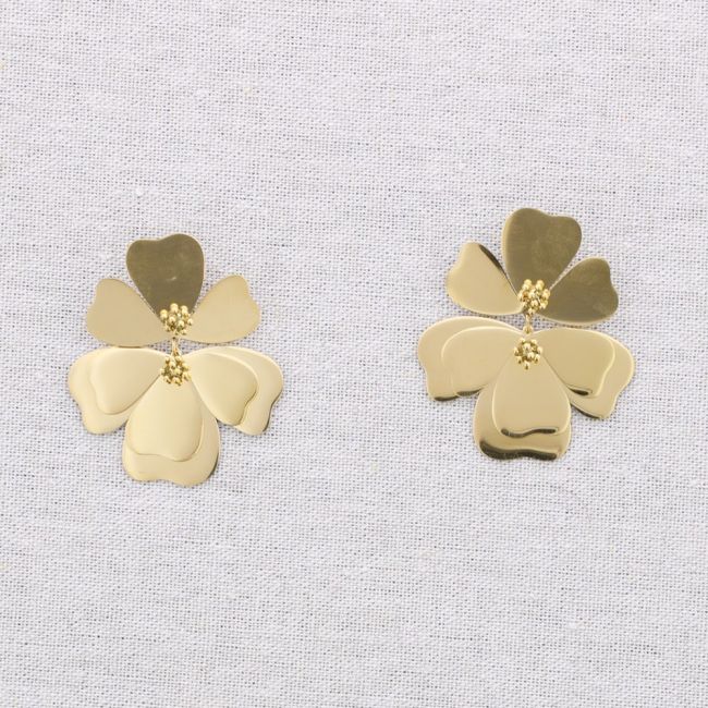 DOUBLE FLOWER STEEL EARRINGS