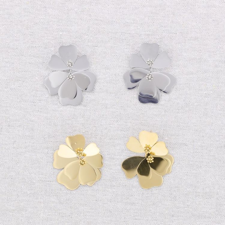PENDIENTES ACERO DOBLE FLOR 2