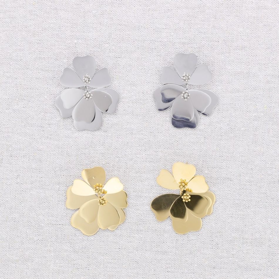 PENDIENTES ACERO DOBLE FLOR