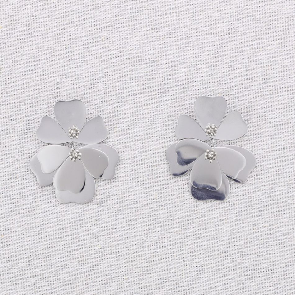 PENDIENTES ACERO DOBLE FLOR