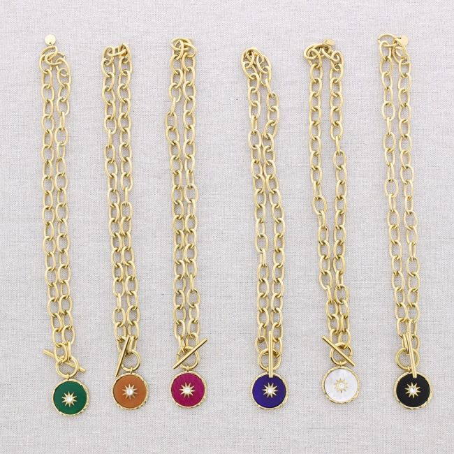 STONE PENDANT STEEL CHOKER