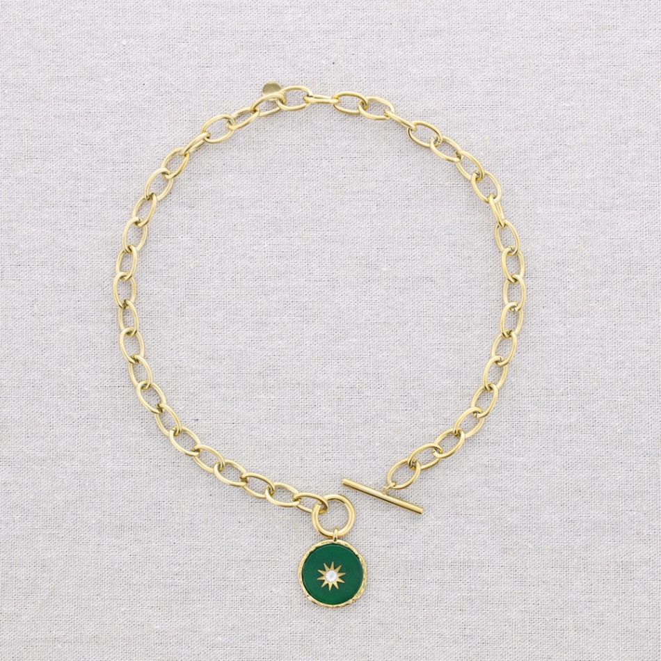 STONE PENDANT STEEL CHOKER