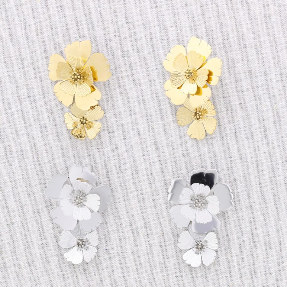 PENDIENTES ACERO DOBLE FLOR