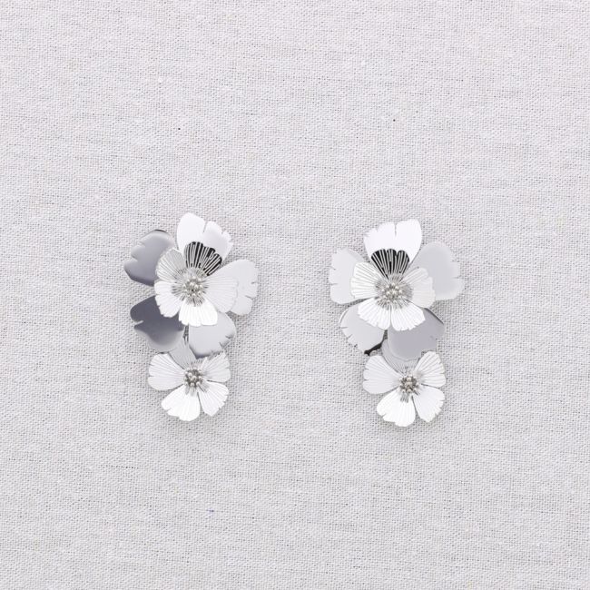 PENDIENTES ACERO DOBLE FLOR
