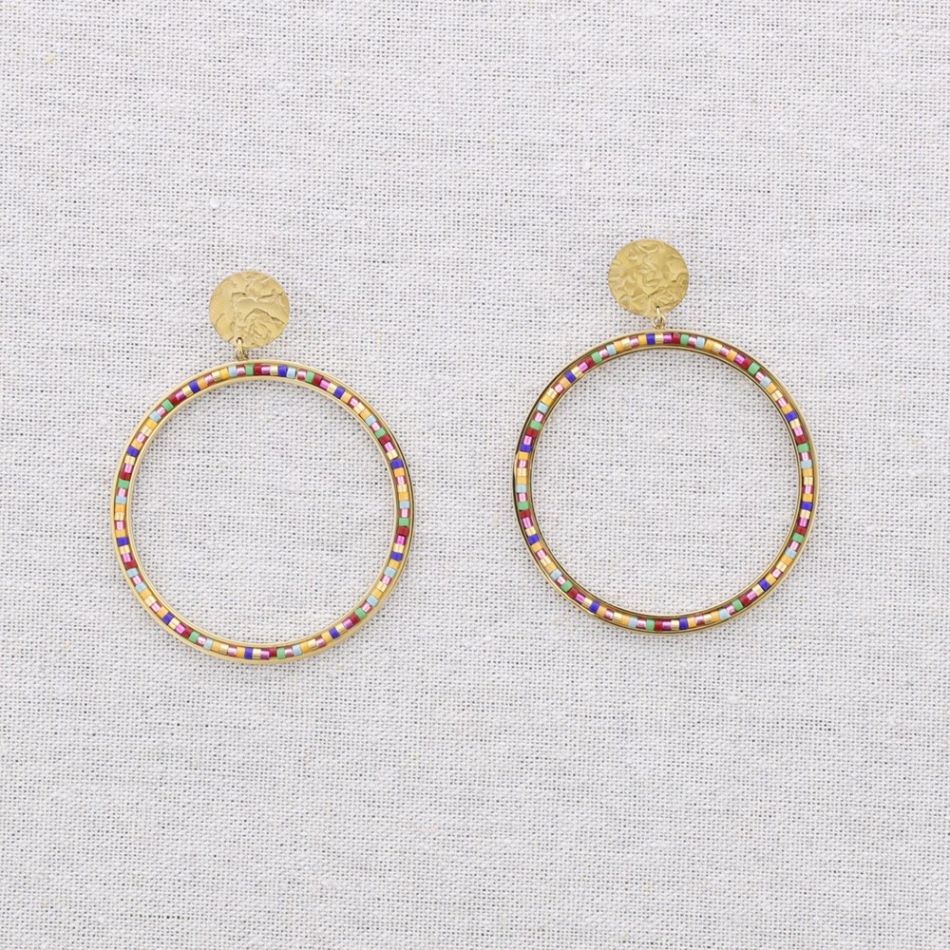 PENDIENTES ACERO ARO ABALORIOS