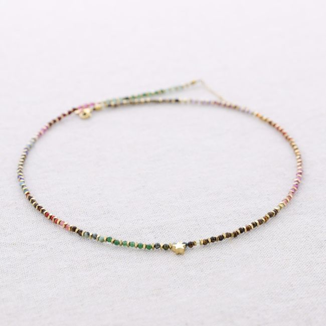 STEEL BRACELET WITH 3 TURNS STONES