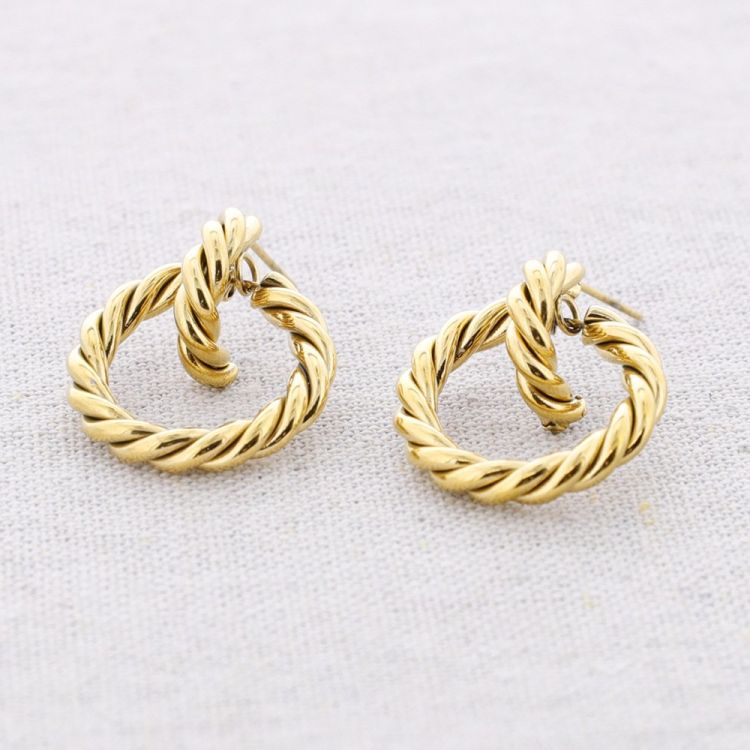 STEEL EARRINGS WITH HOOP PENDANT