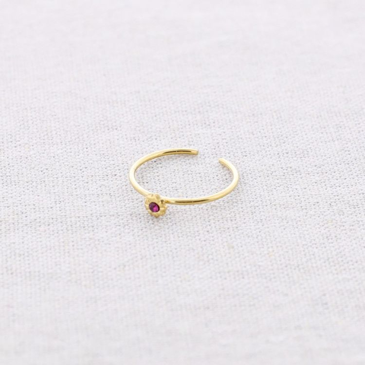 CRYSTAL FLOWER STEEL RING