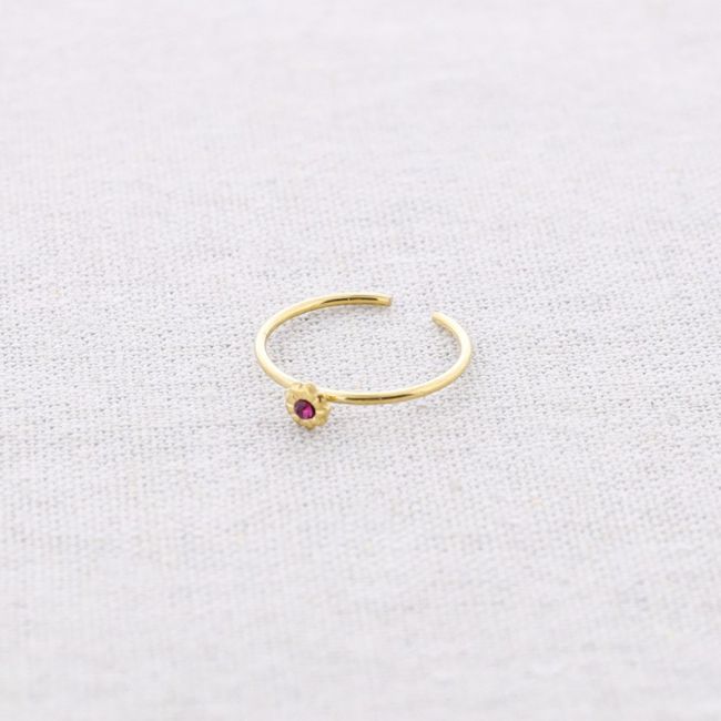 CRYSTAL FLOWER STEEL RING