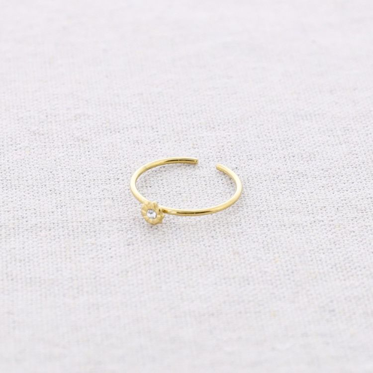 CRYSTAL FLOWER STEEL RING 2