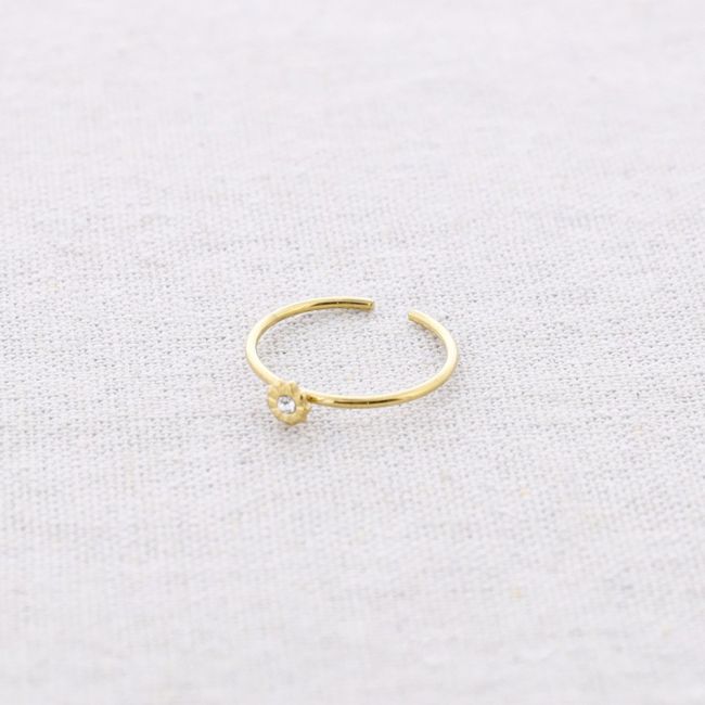 CRYSTAL FLOWER STEEL RING