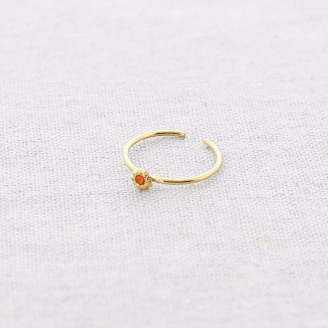 CRYSTAL FLOWER STEEL RING
