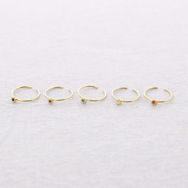 CRYSTAL FLOWER STEEL RING
