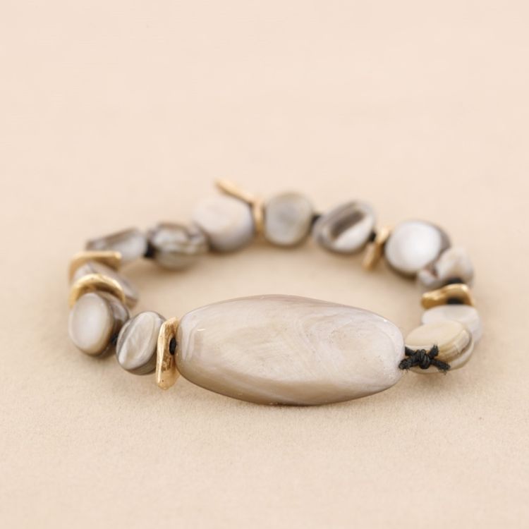 METAL NACRE BEADS ELASTIC BRACELET