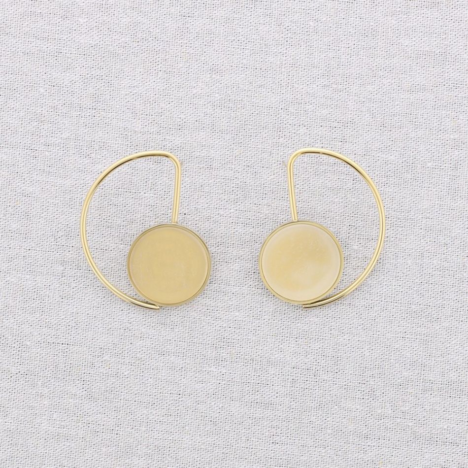 STEEL EARRINGS GEOMETRIC STONE SHAPE