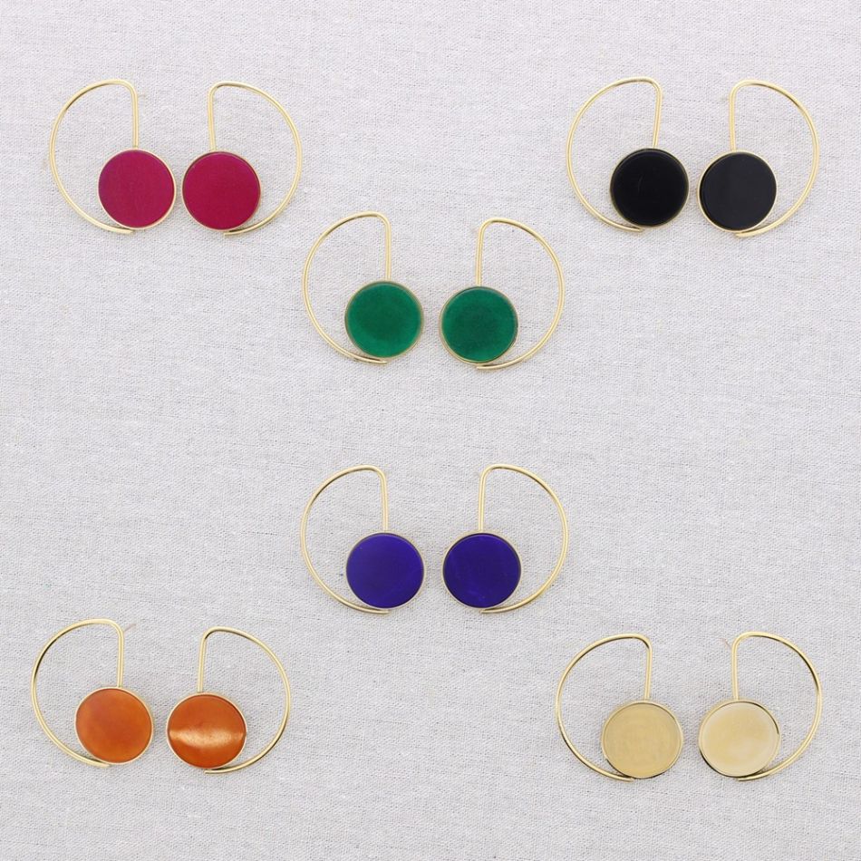 STEEL EARRINGS GEOMETRIC STONE SHAPE