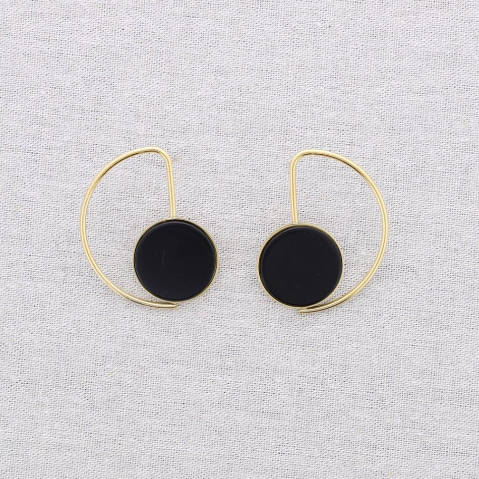 STEEL EARRINGS GEOMETRIC STONE SHAPE