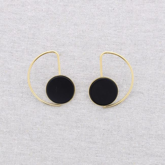 STEEL EARRINGS GEOMETRIC STONE SHAPE