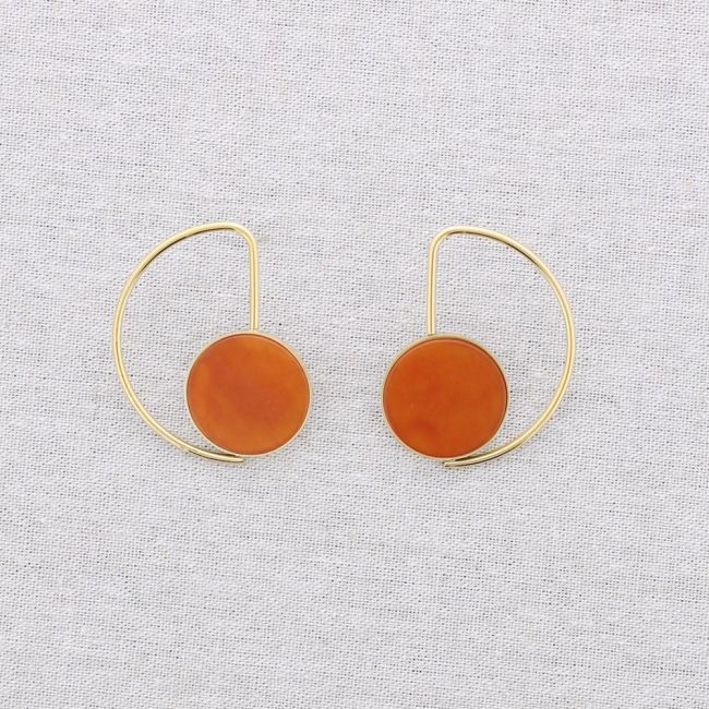 STEEL EARRINGS GEOMETRIC STONE SHAPE