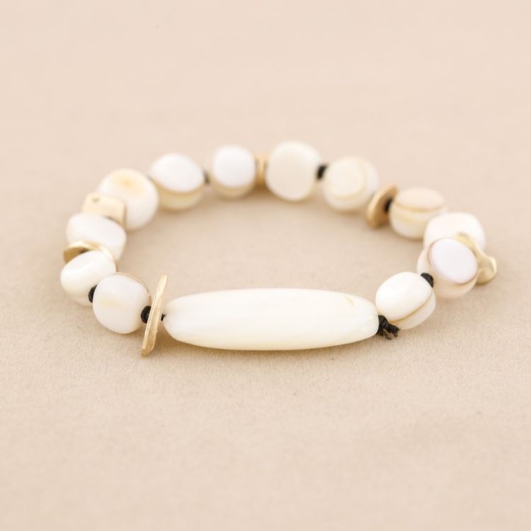 METAL NACRE BEADS ELASTIC BRACELET 2
