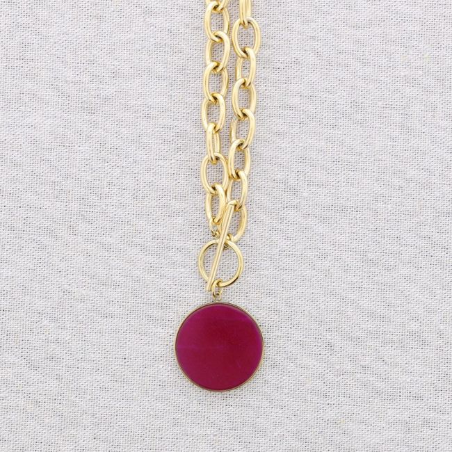 STONE PENDANT STEEL CHOKER