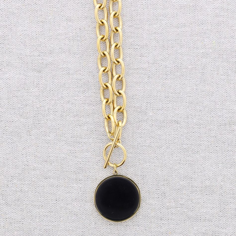 STONE PENDANT STEEL CHOKER