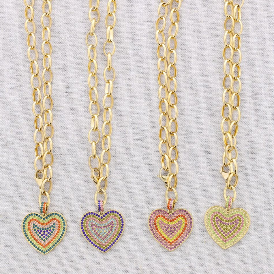 STEEL CHOKER WITH CRYSTAL HEART PENDANT