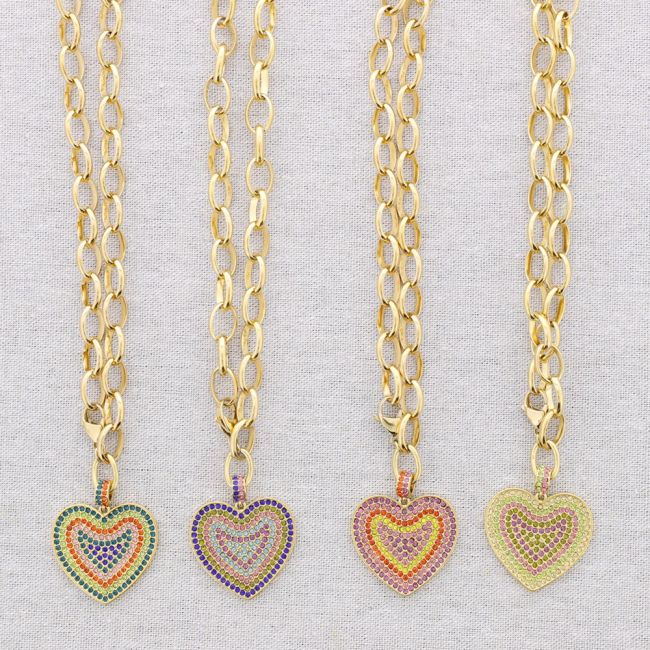 STEEL CHOKER WITH CRYSTAL HEART PENDANT